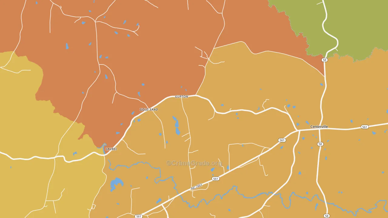 Gupton, NC Map of Burglary Rates