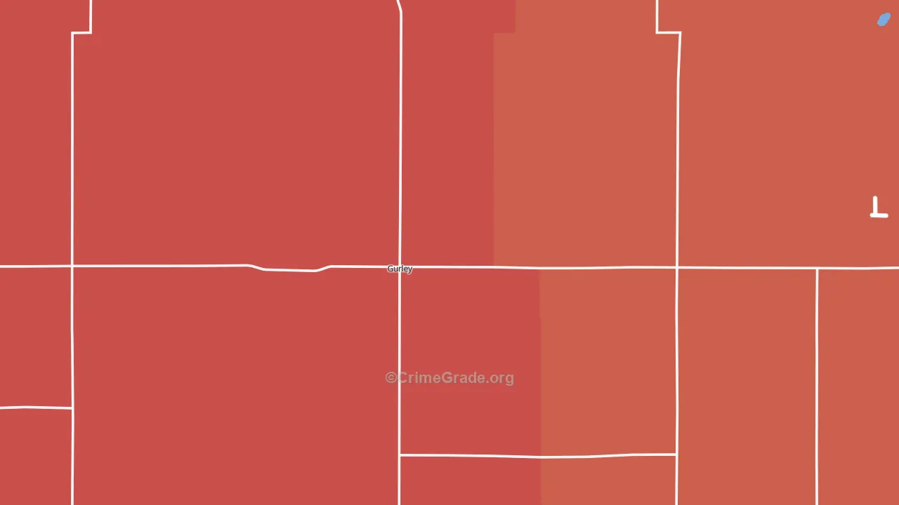 Gurley, NE Map of Burglary Rates