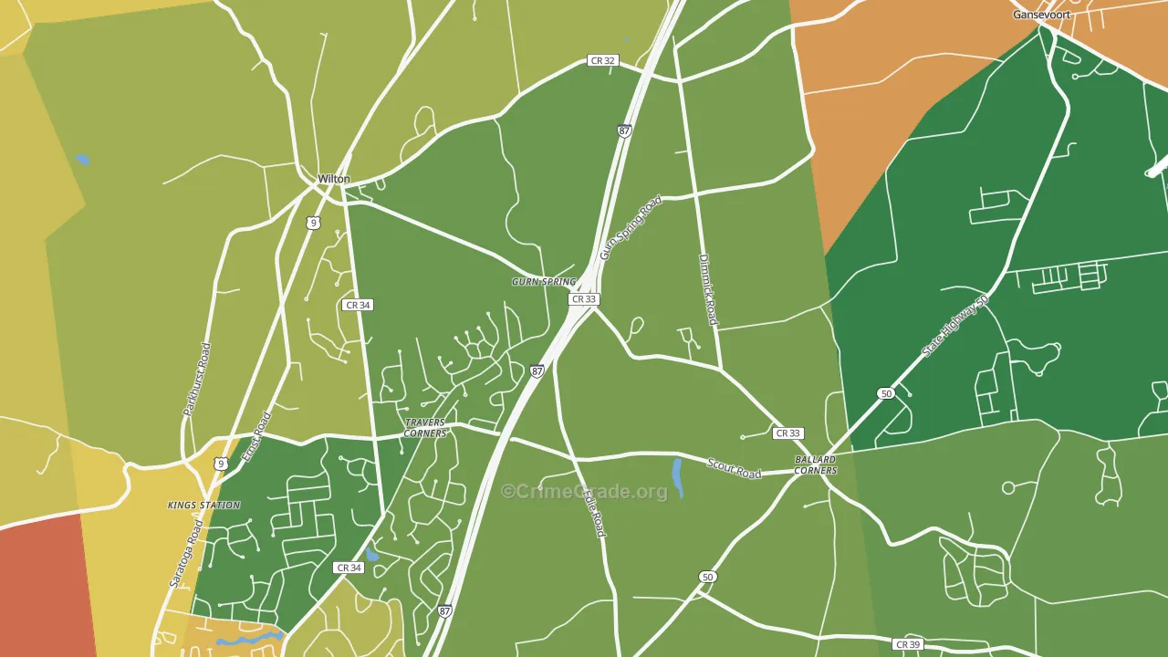 Gurn Spring, NY Map of Burglary Rates