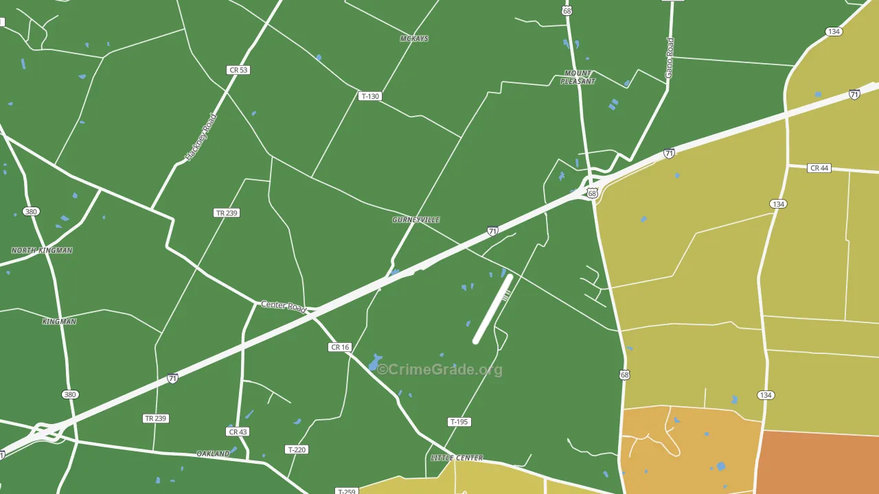 Gurneyville, OH Map of Burglary Rates