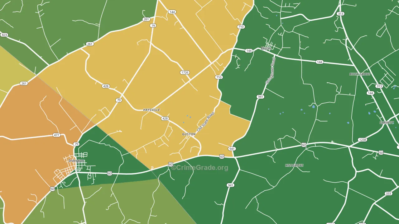 Guston, KY Map of Burglary Rates