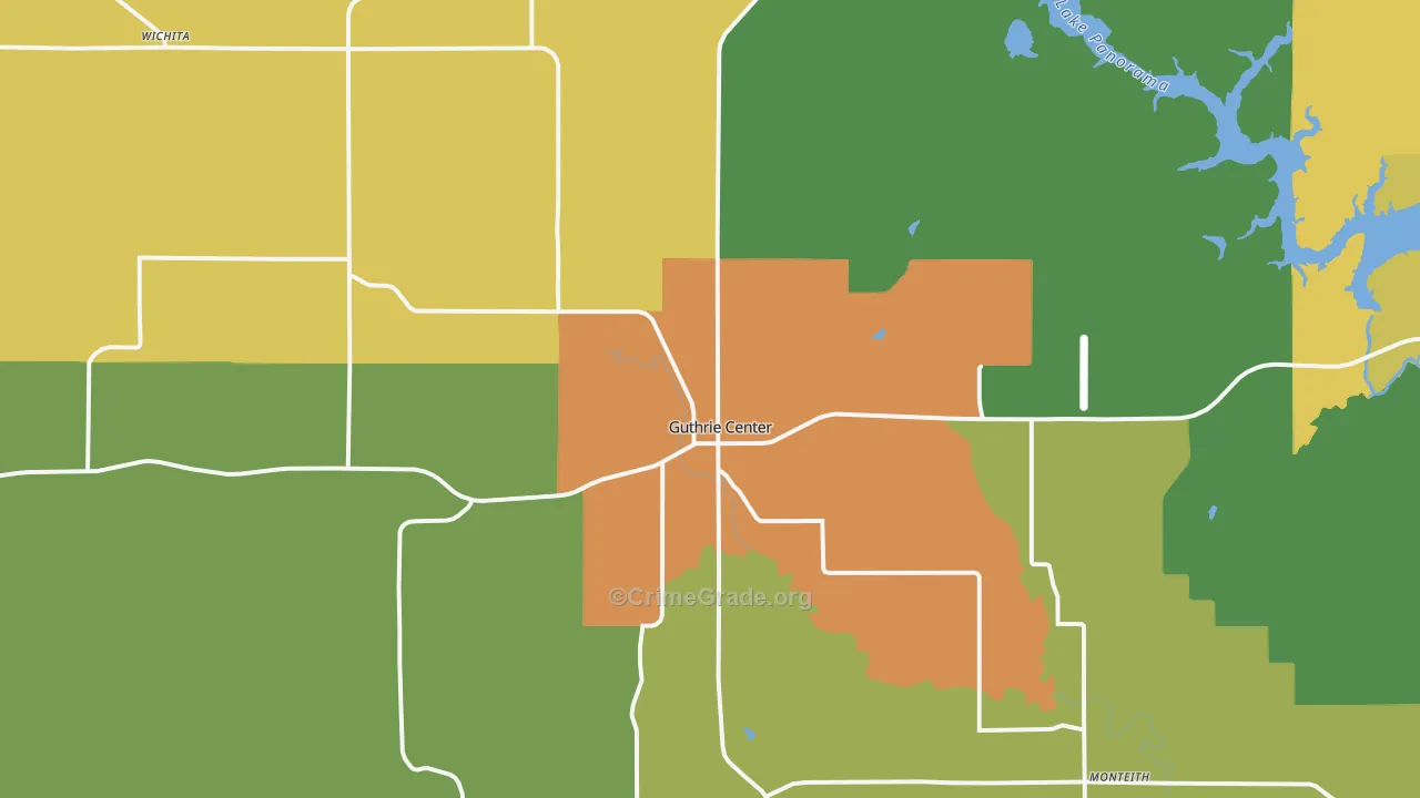 Guthrie Center, IA Map of Burglary Rates