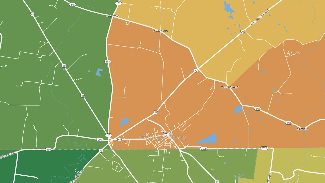 Guthrie, KY Map of Burglary Rates