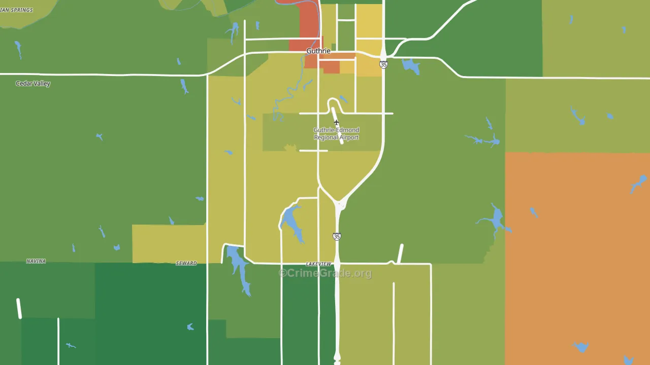 Guthrie, OK Map of Burglary Rates