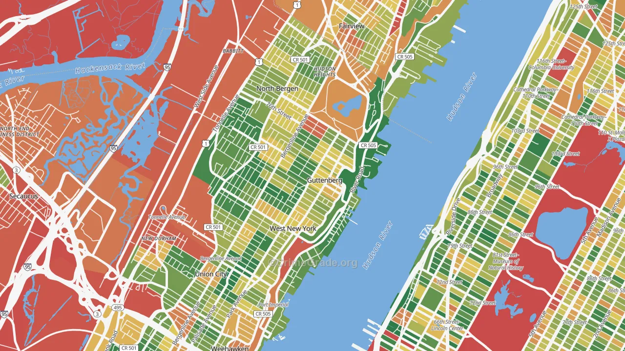 Guttenberg, NJ Map of Burglary Rates