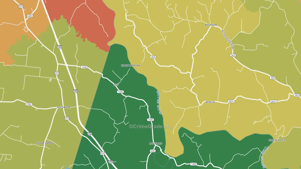 Guy, KY Map of Burglary Rates