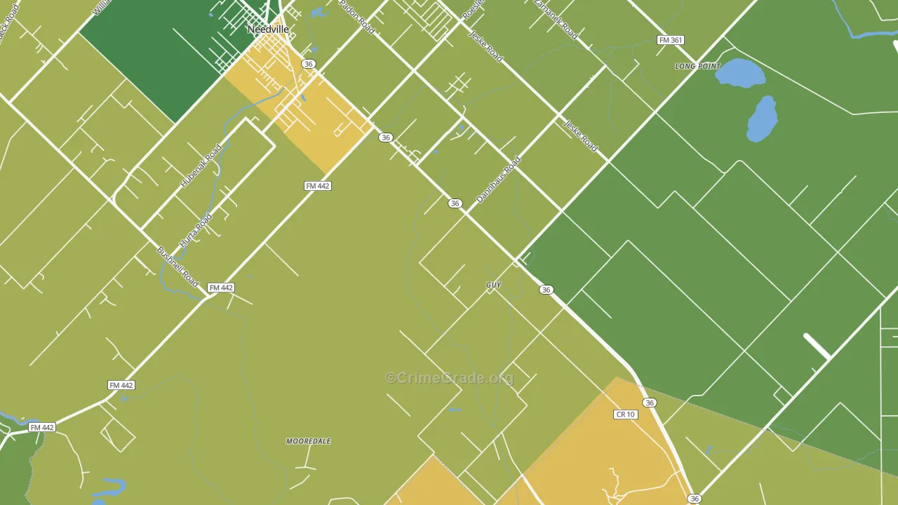 Guy, TX Map of Burglary Rates