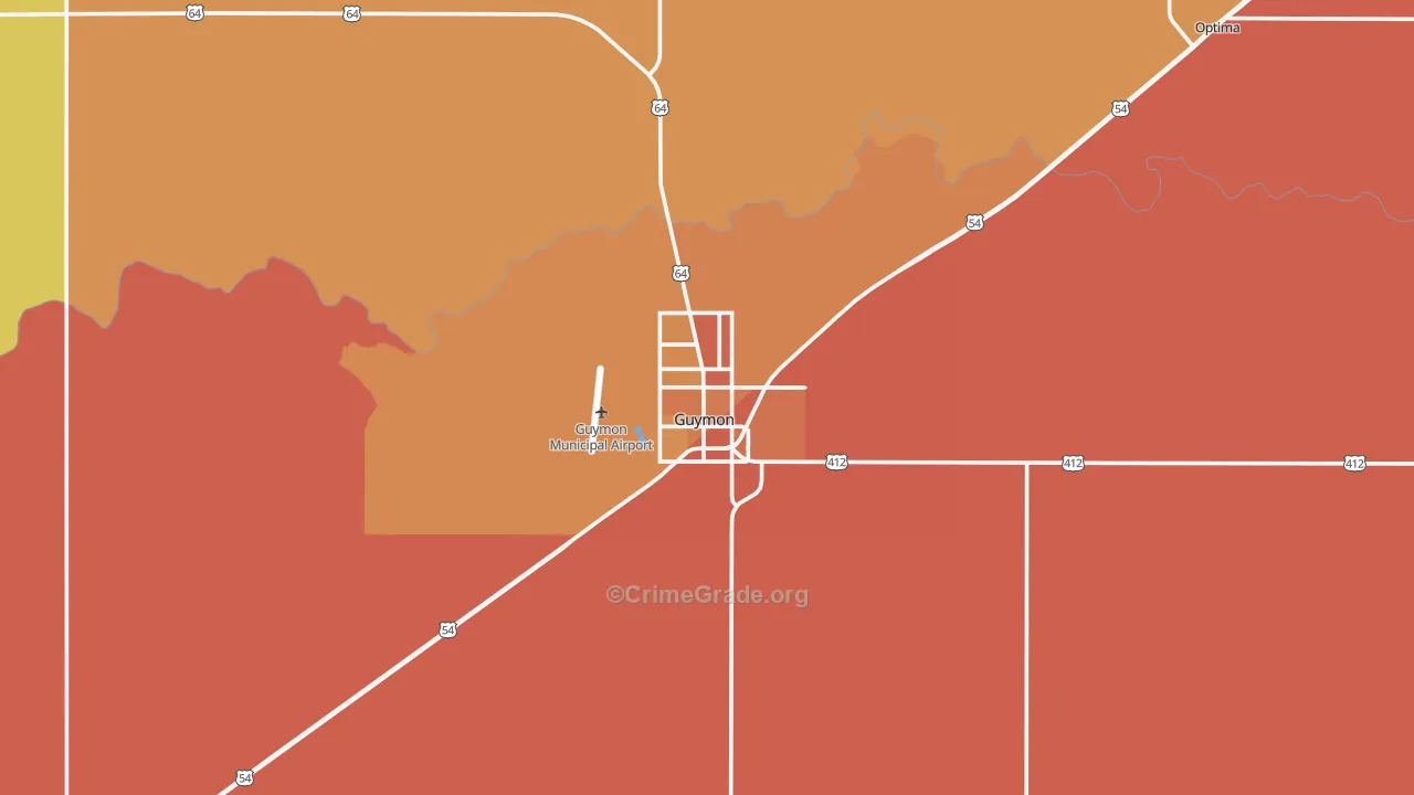 Guymon, OK Map of Burglary Rates