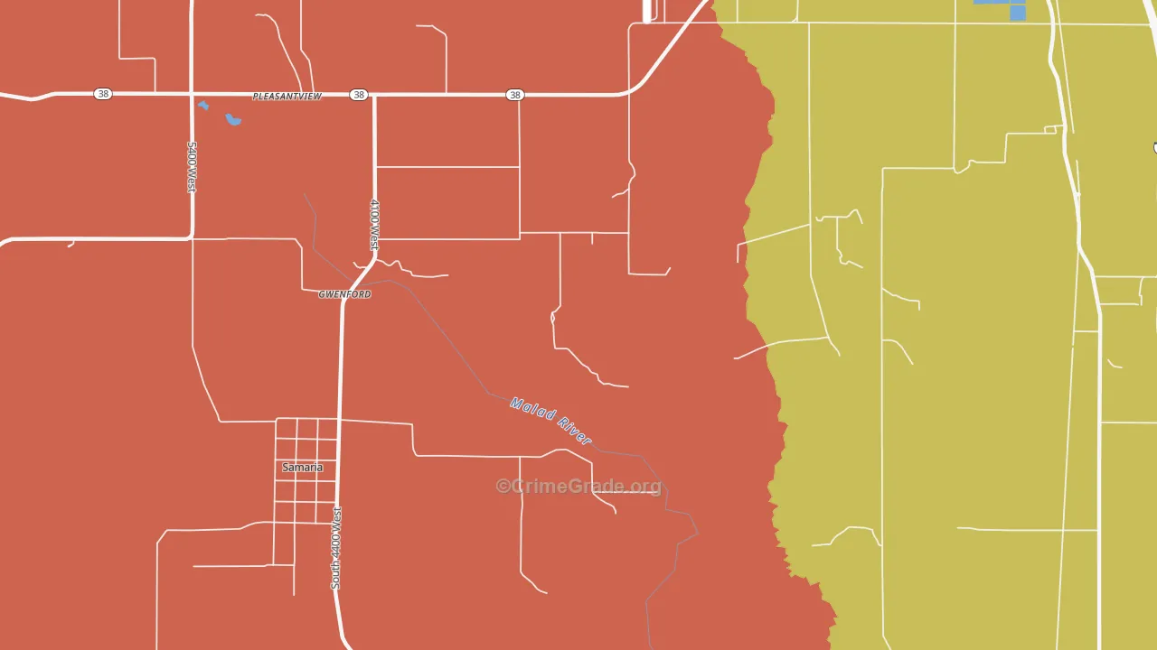 Gwenford, ID Map of Burglary Rates