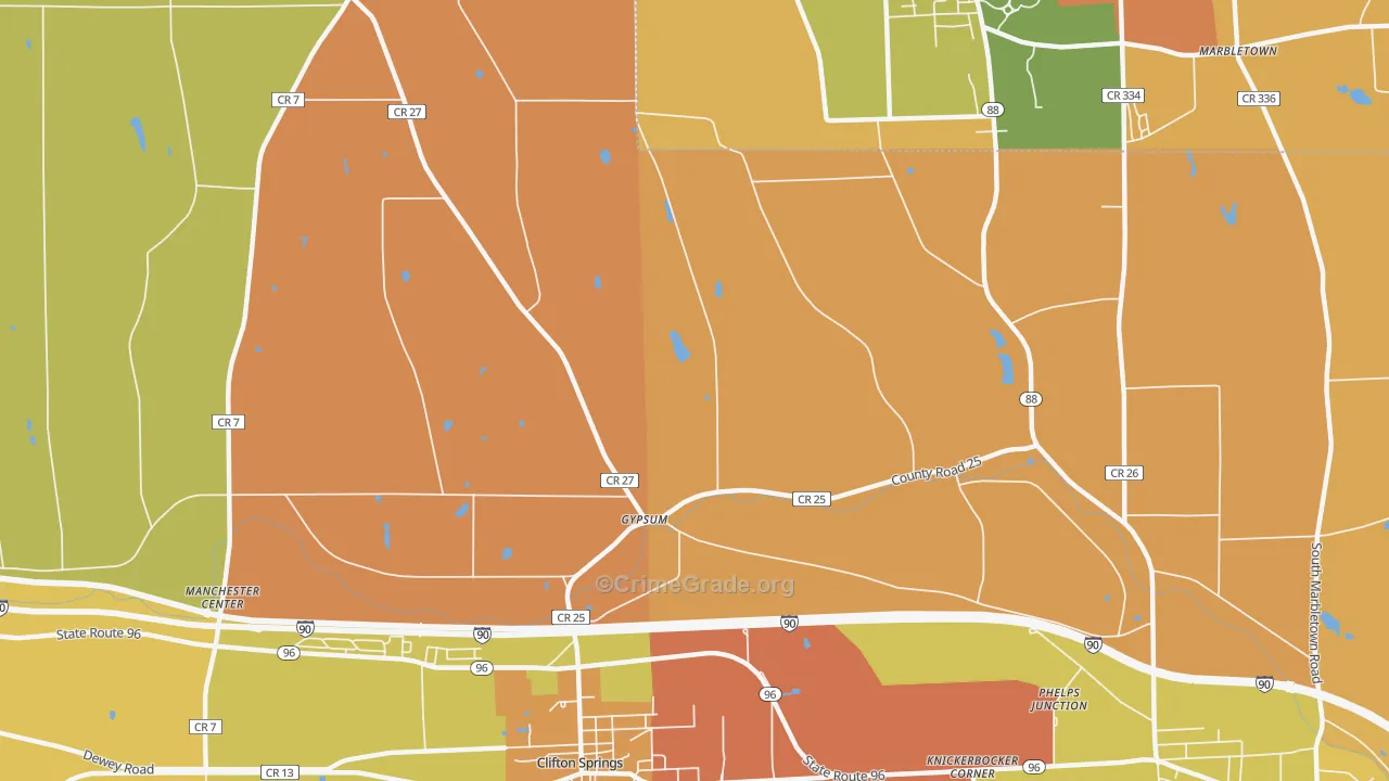 Gypsum, NY Map of Burglary Rates