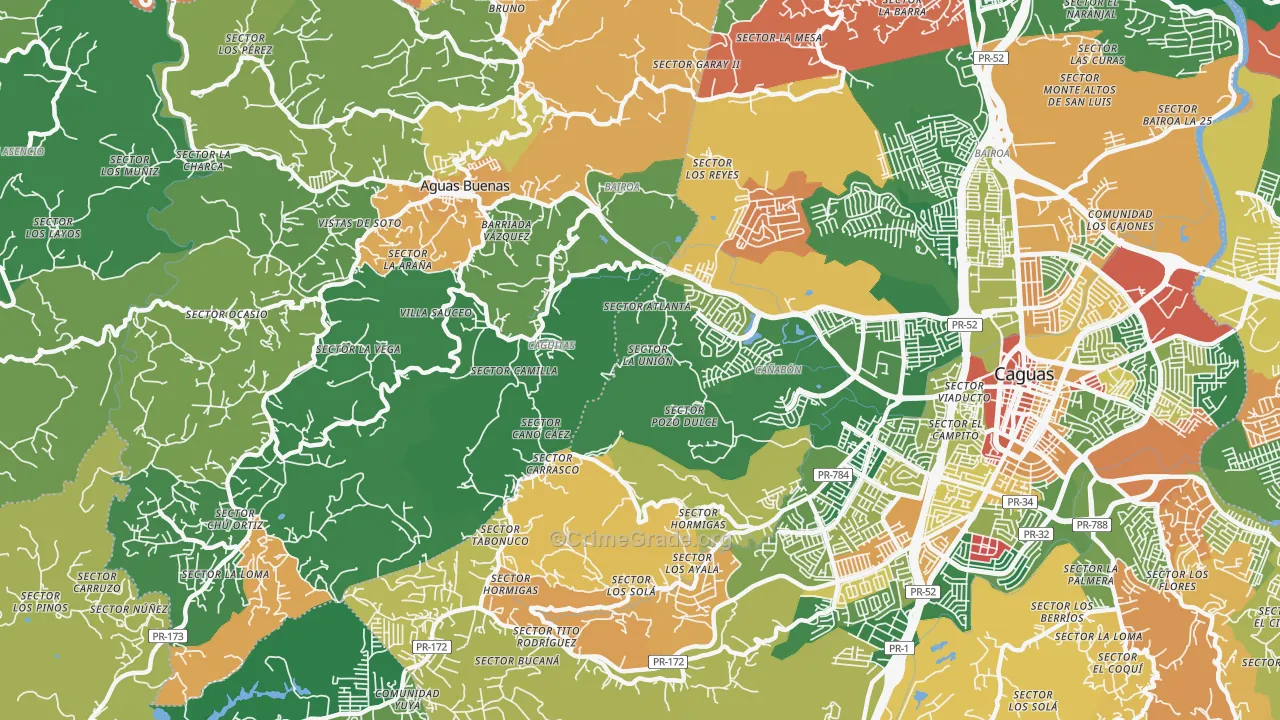 Hacienda San Jose, PR Map of Burglary Rates