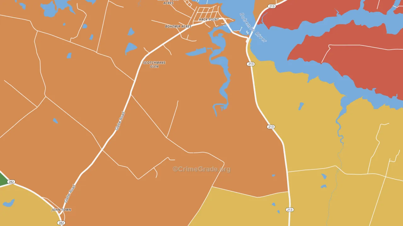 Hack Point, MD Map of Burglary Rates
