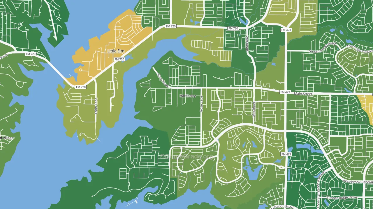 Hackberry, TX Map of Burglary Rates