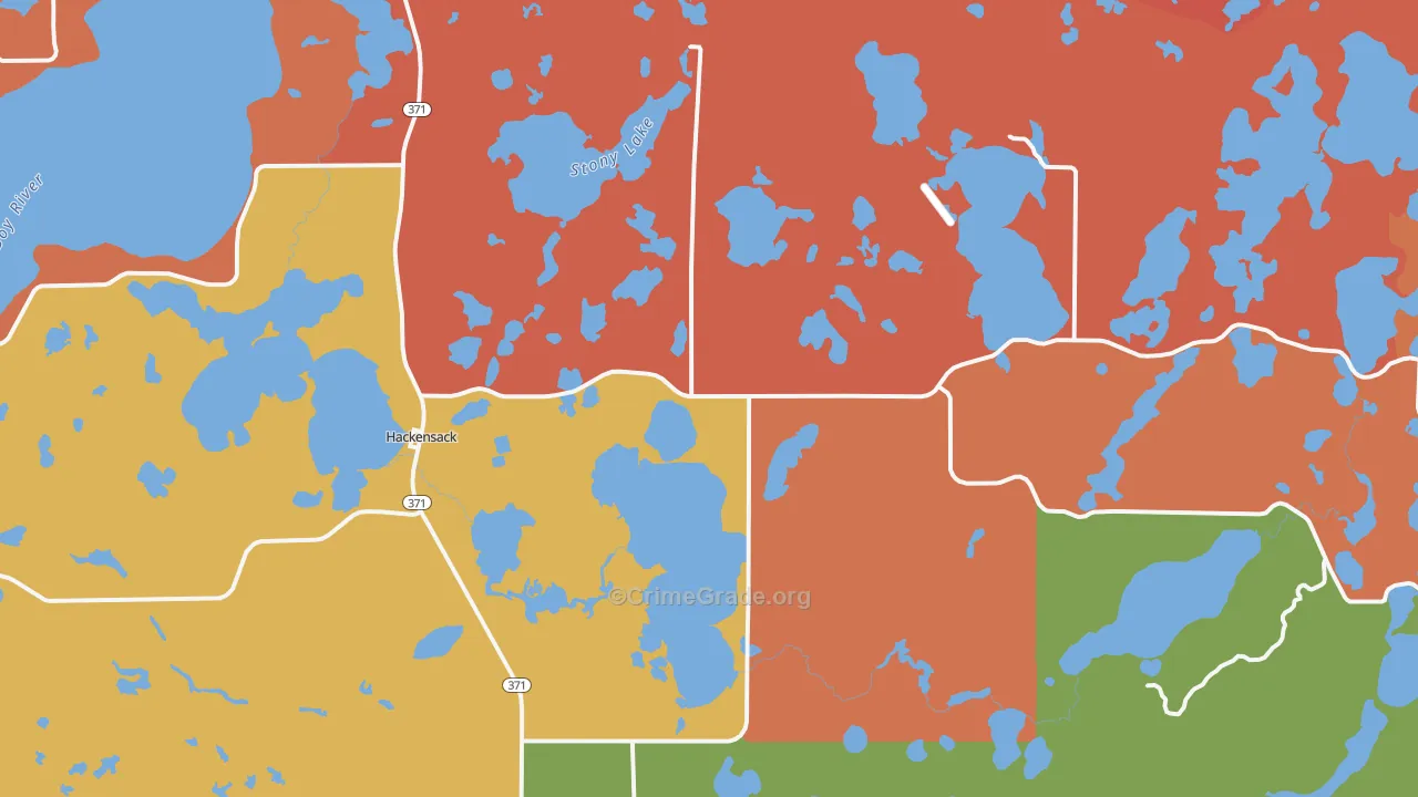 Hackensack, MN Map of Burglary Rates