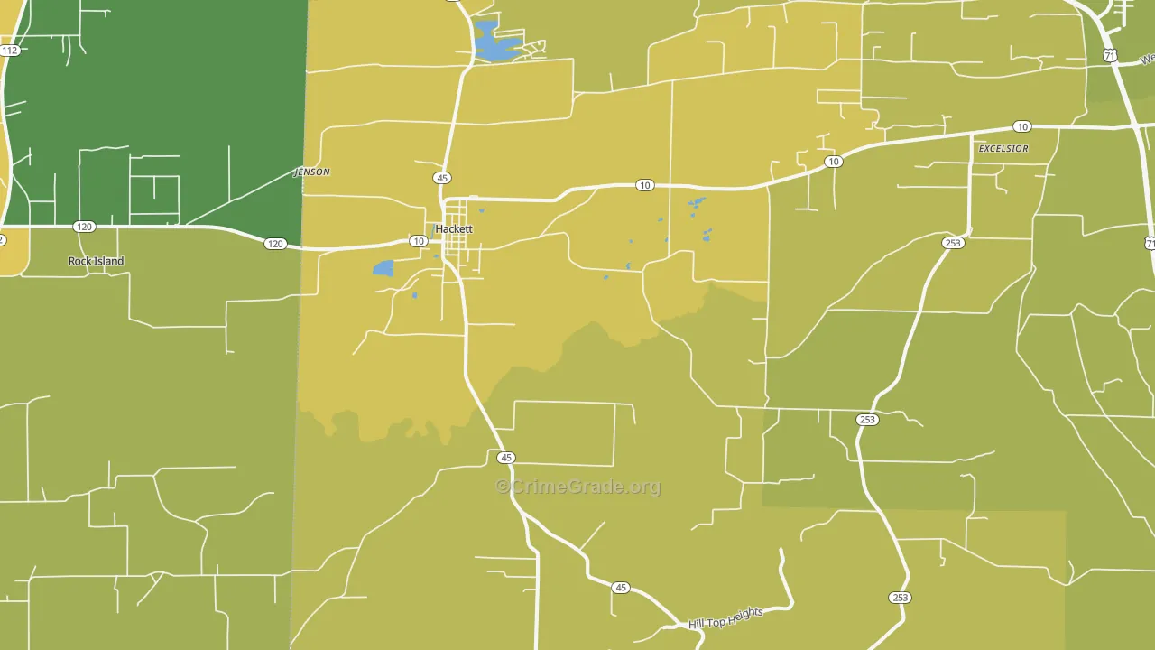 Hackett, AR Map of Burglary Rates