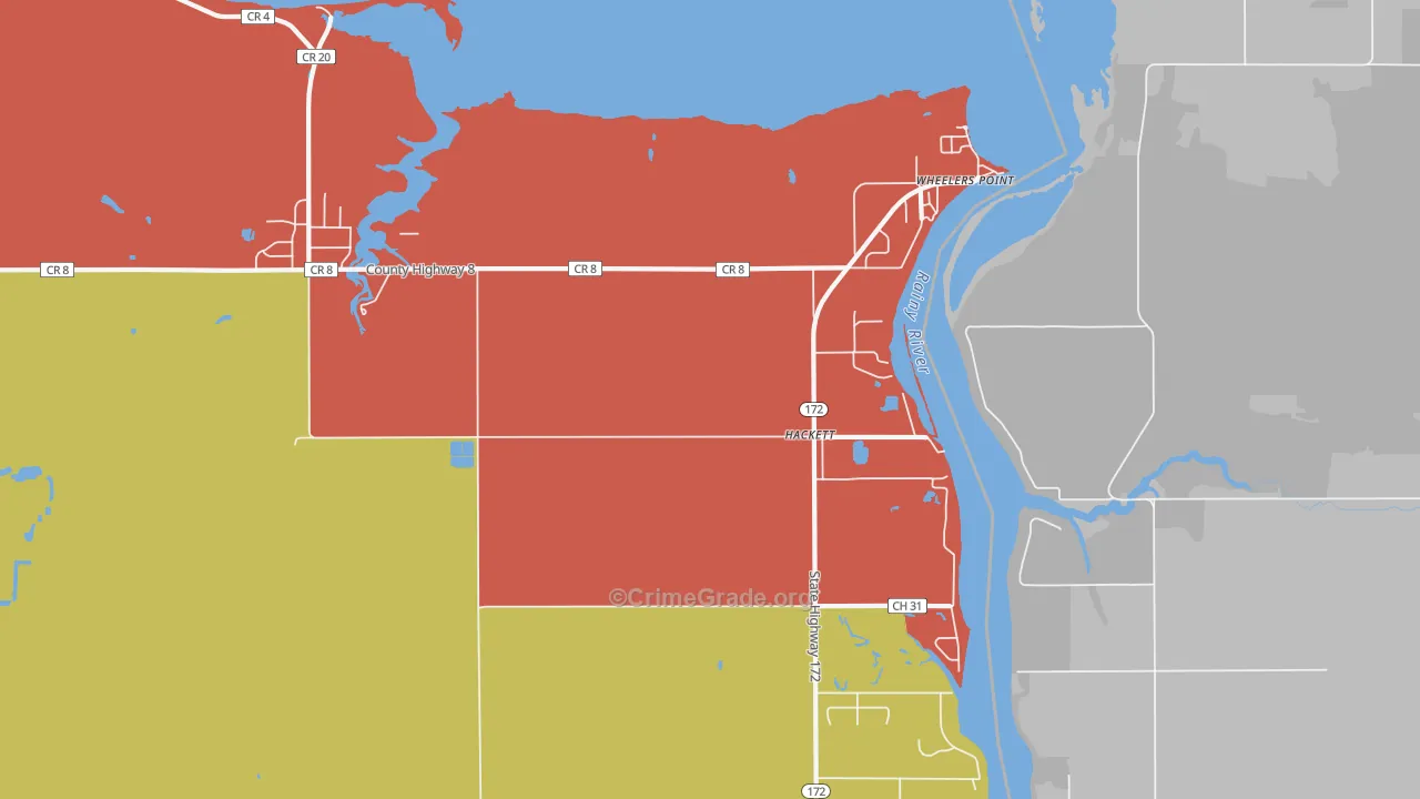 Hackett, MN Map of Burglary Rates