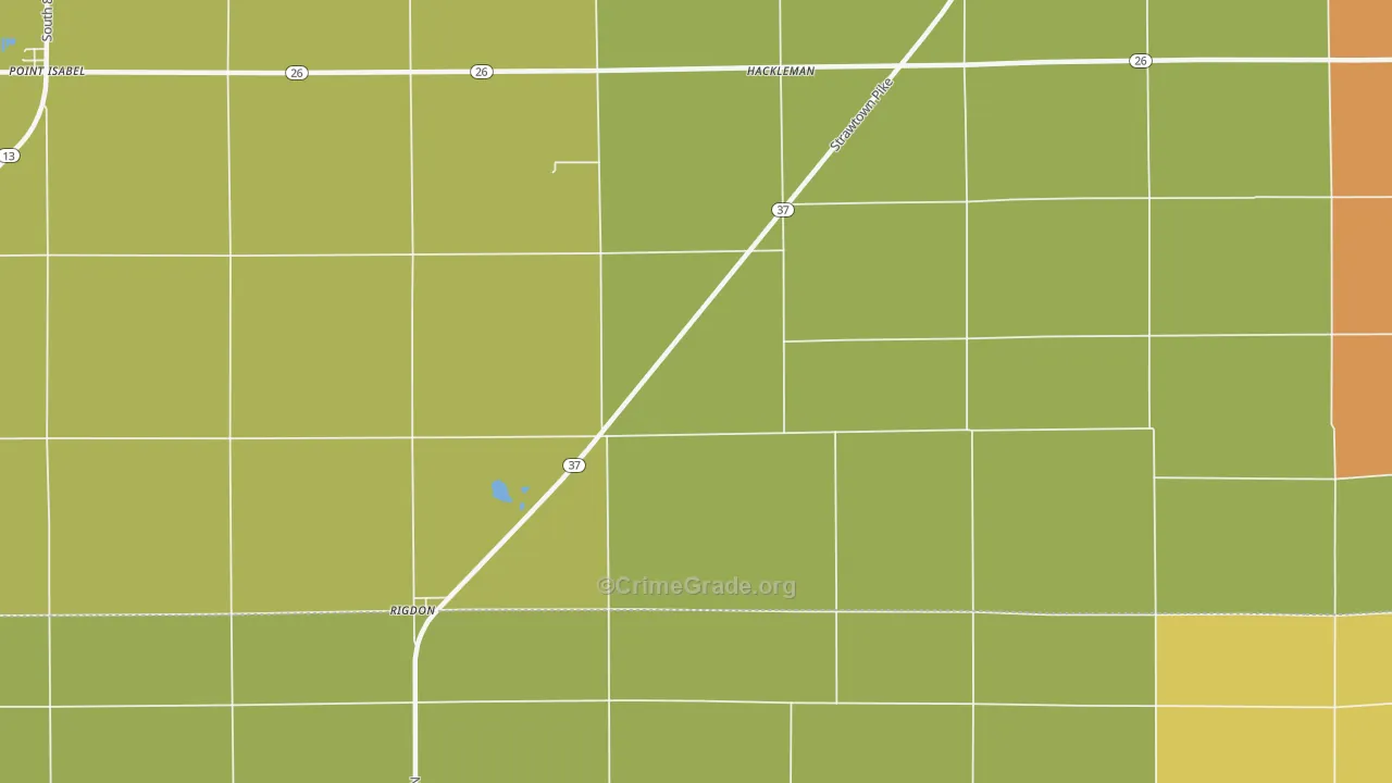 Hackleman, IN Map of Burglary Rates
