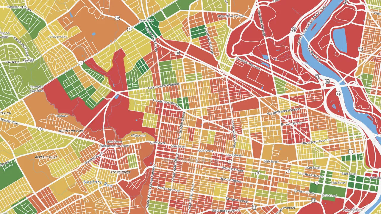 Haddington-Carroll Park, Philadelphia, PA Map of Burglary Rates