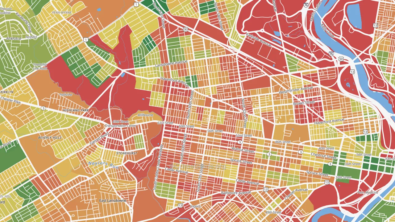 Haddington, Philadelphia, PA Map of Burglary Rates