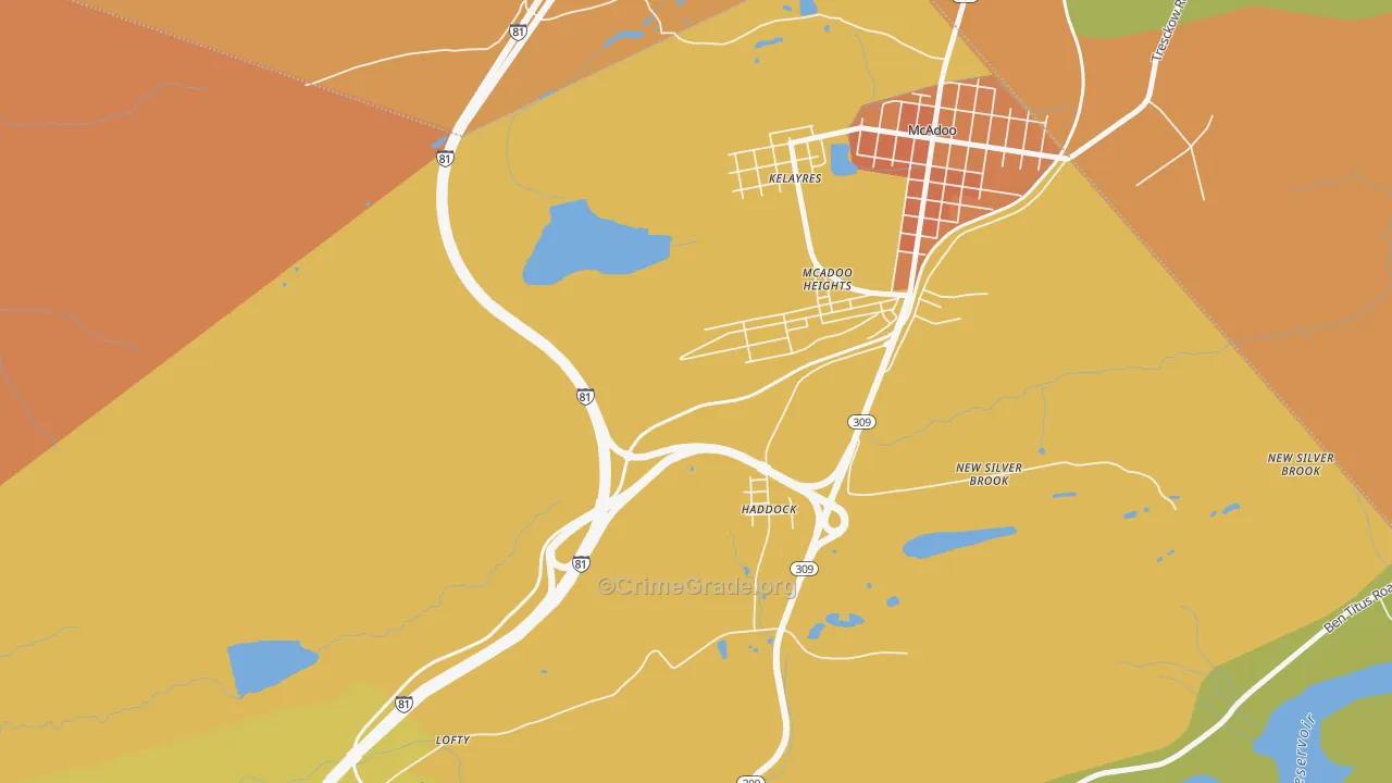 Haddock, PA Map of Burglary Rates