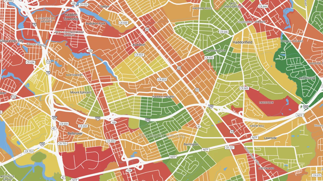 Haddon Heights, NJ Map of Burglary Rates