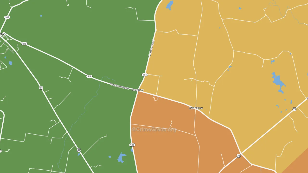 Hadensville, KY Map of Burglary Rates