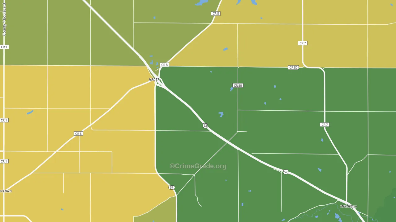 Hader, MN Map of Burglary Rates