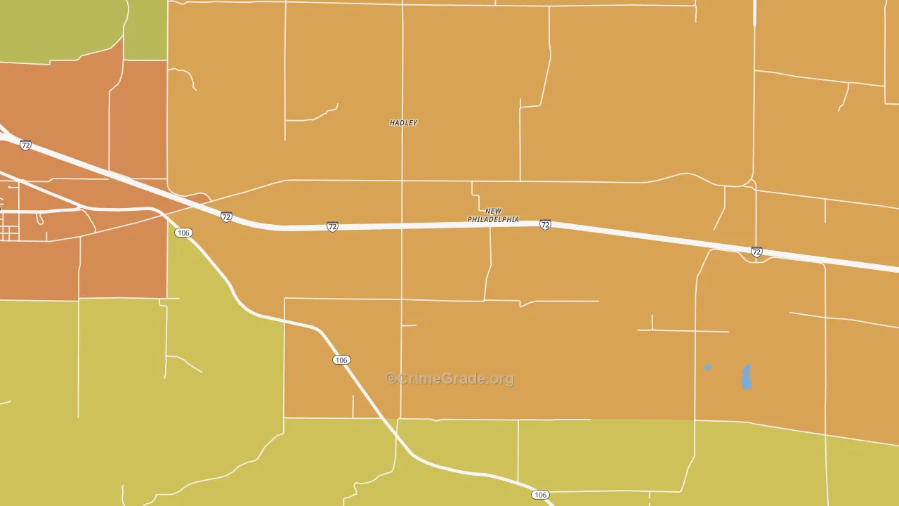 Hadley, IL Map of Burglary Rates