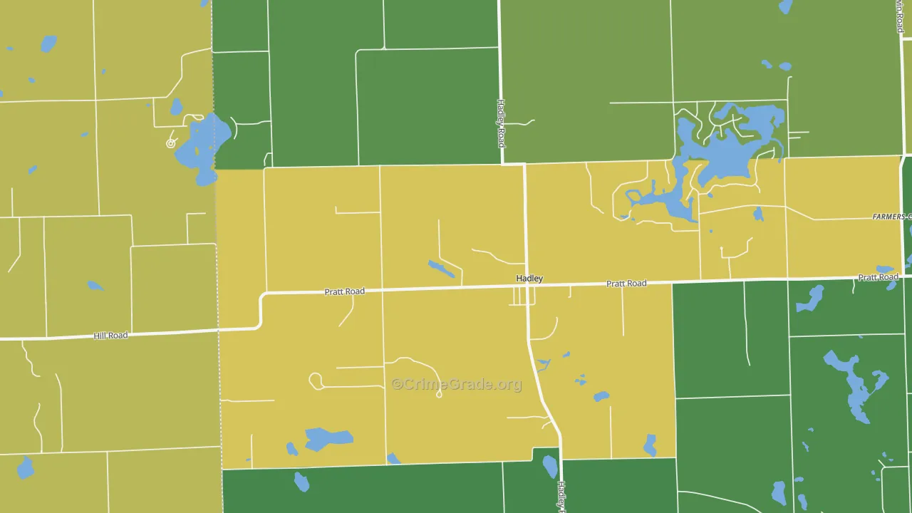 Hadley, MI Map of Burglary Rates