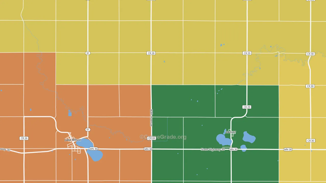 Hadley, MN Map of Burglary Rates