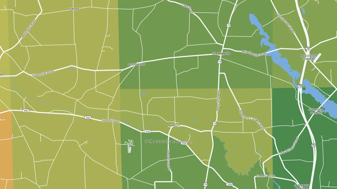 Hadley, PA Map of Burglary Rates