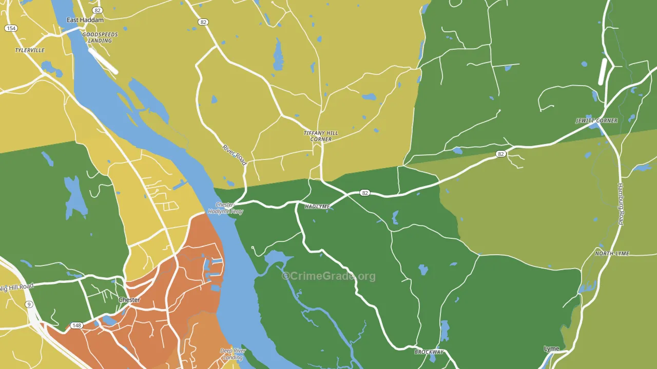 Hadlyme, CT Map of Burglary Rates