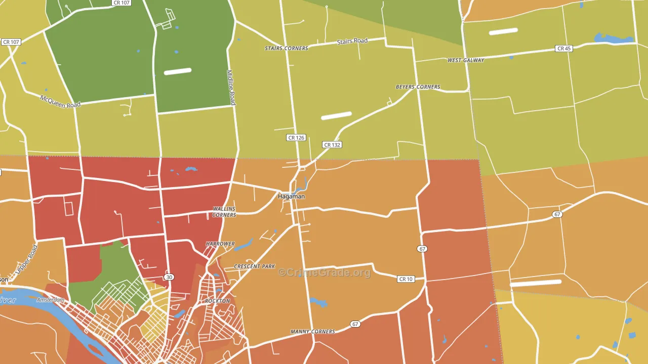 Hagaman, NY Map of Burglary Rates