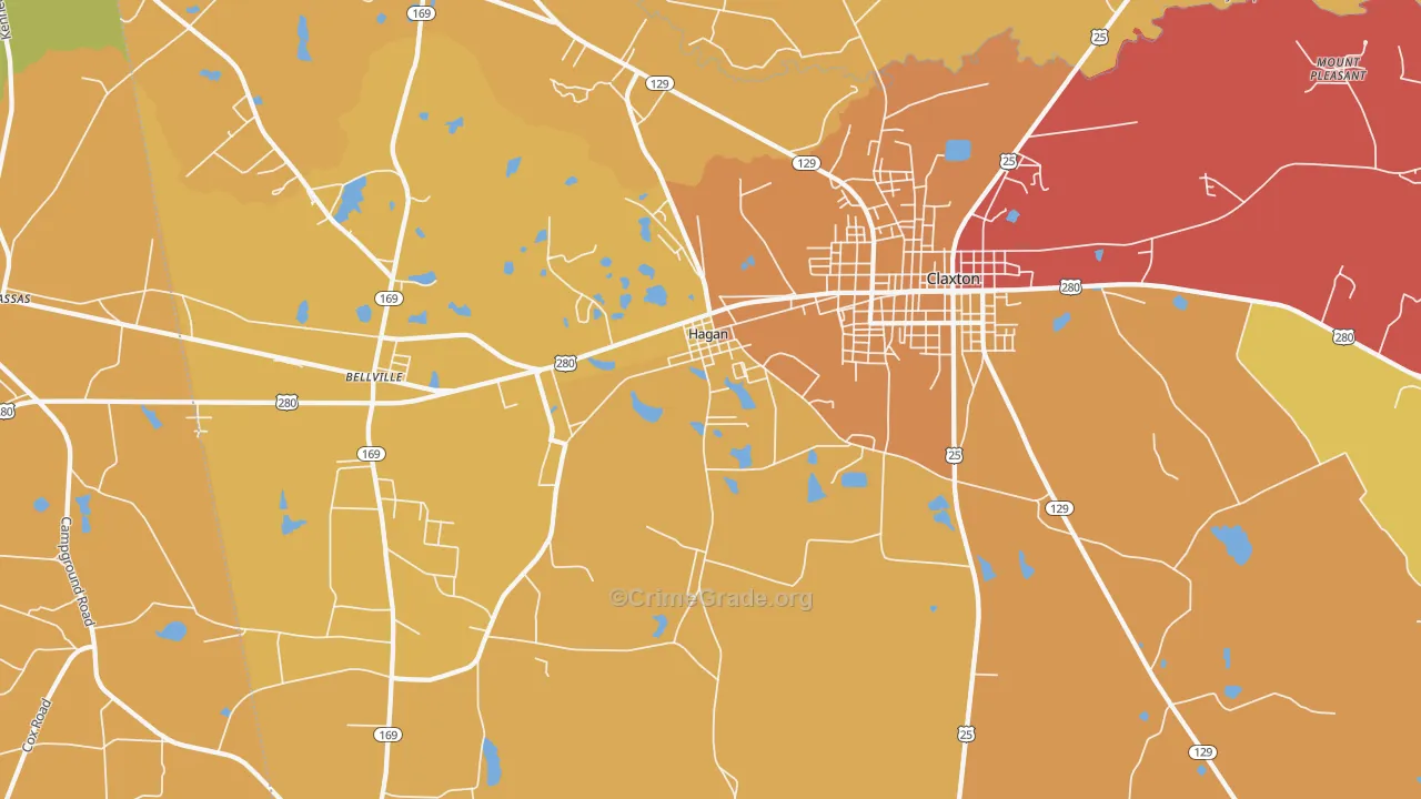 Hagan, GA Map of Burglary Rates