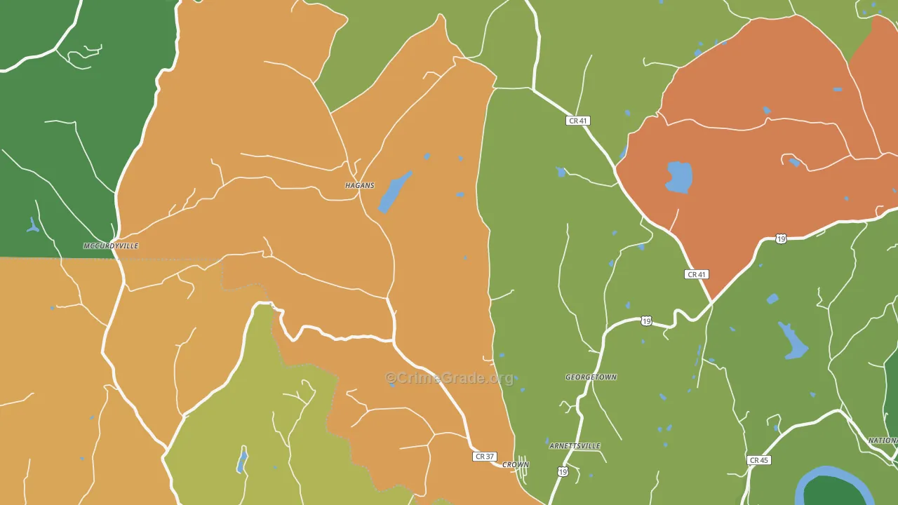Hagans, WV Map of Burglary Rates