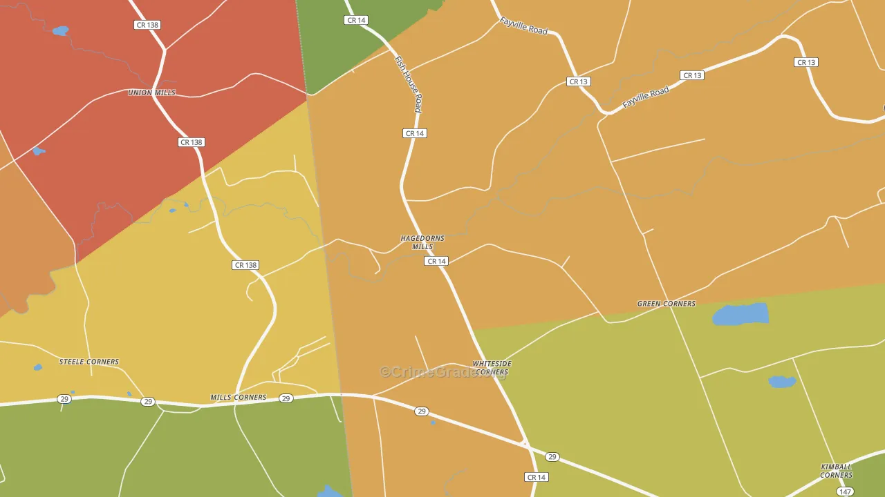 Hagedorns Mills, NY Map of Burglary Rates