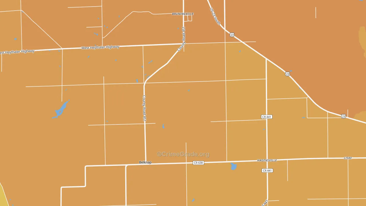 Hagensville, MI Map of Burglary Rates