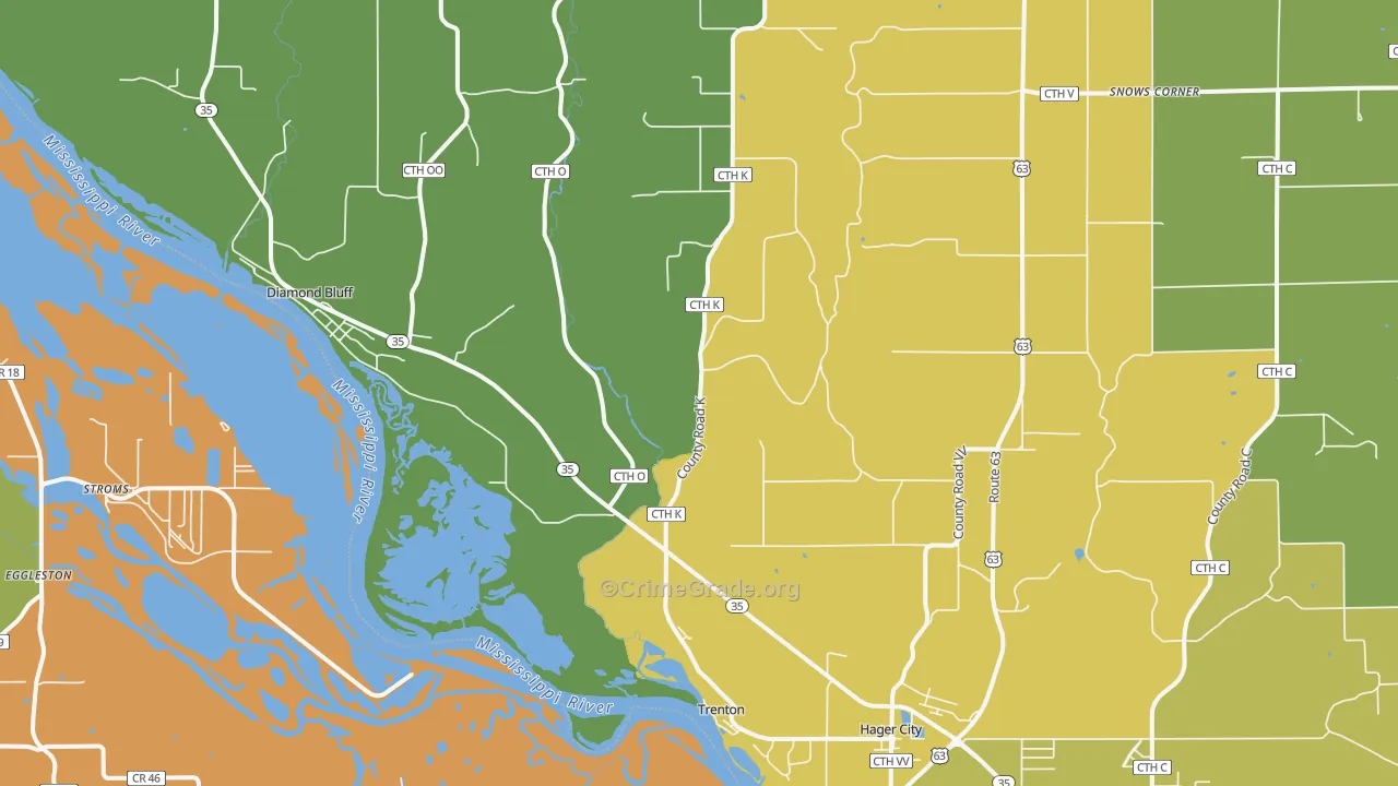 Hager City, WI Map of Burglary Rates