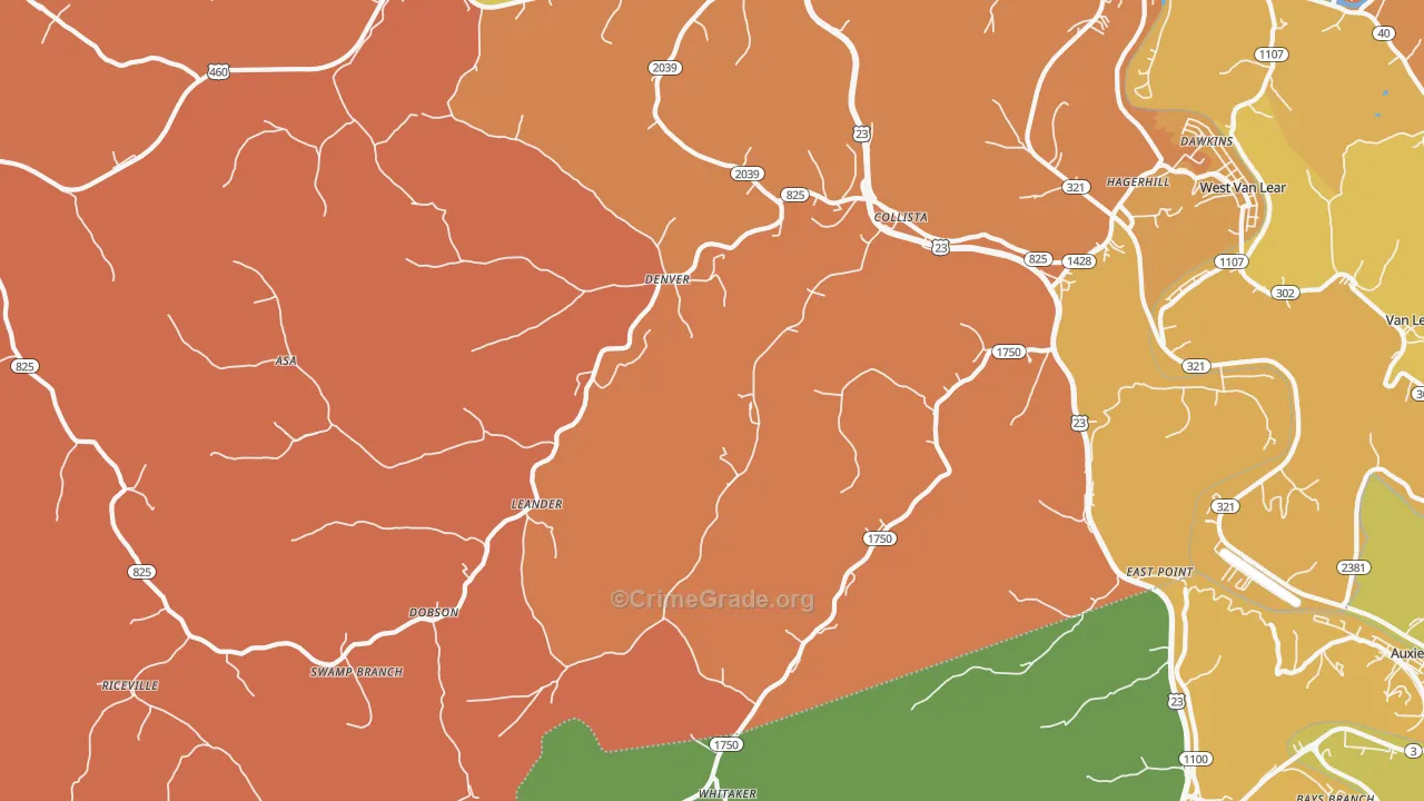 Hagerhill, KY Map of Burglary Rates