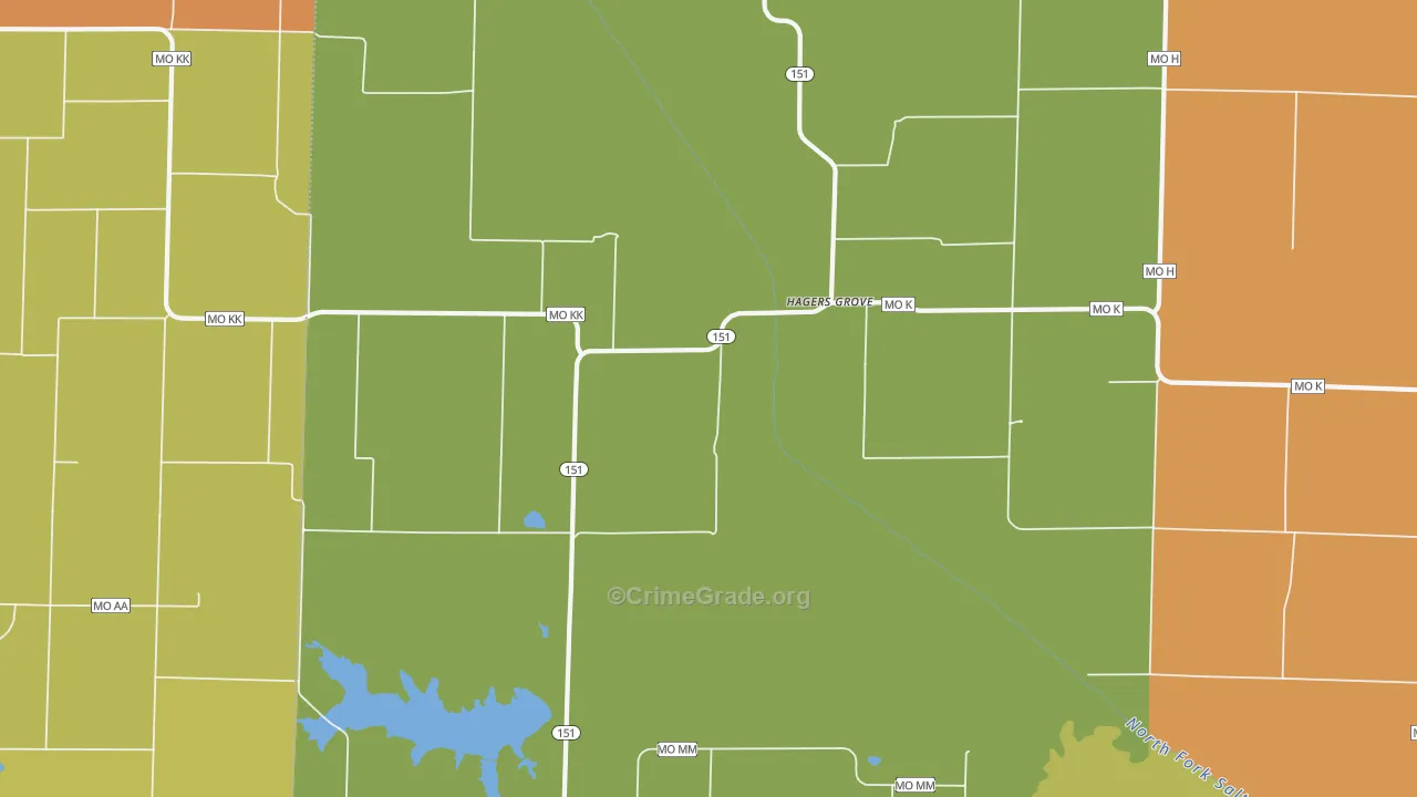 Hagers Grove, MO Map of Burglary Rates