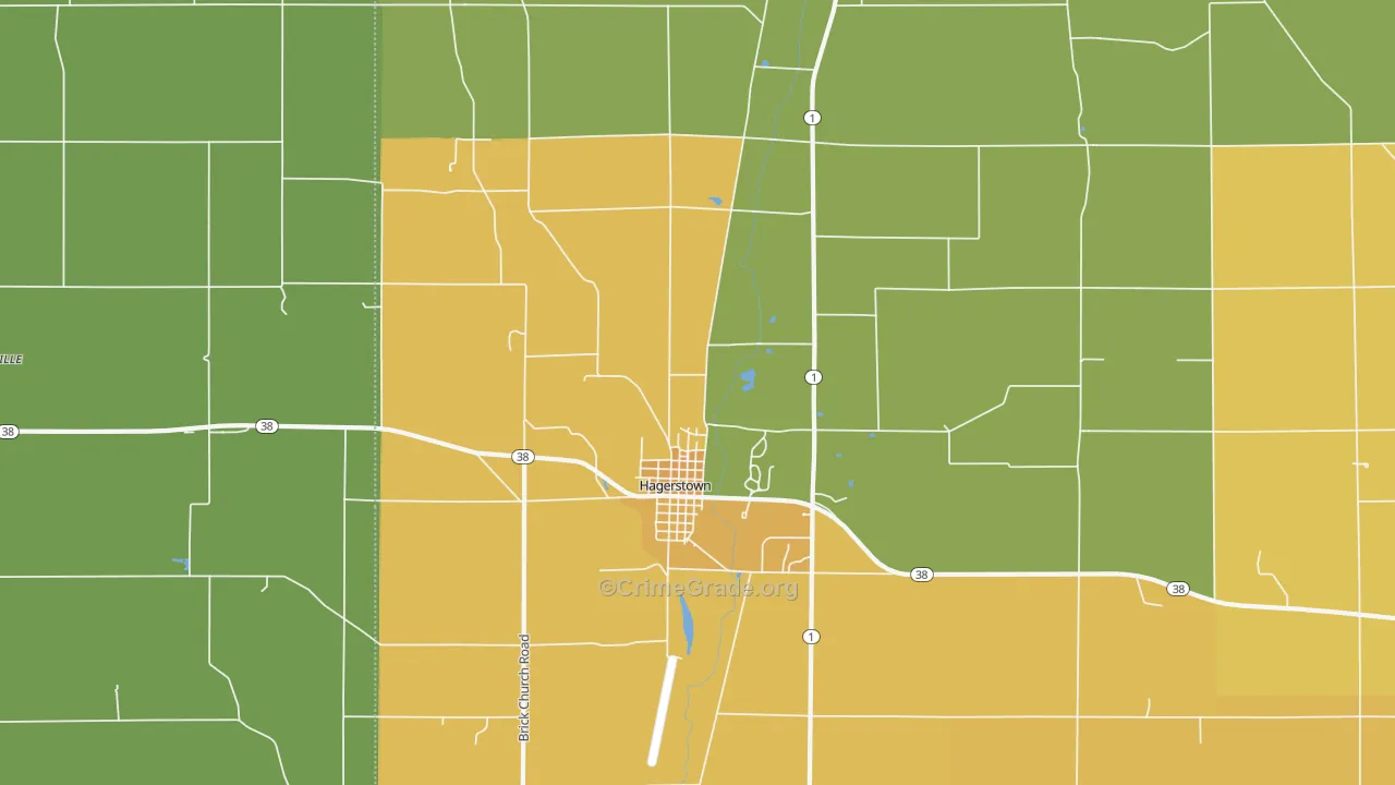 Hagerstown, IN Map of Burglary Rates