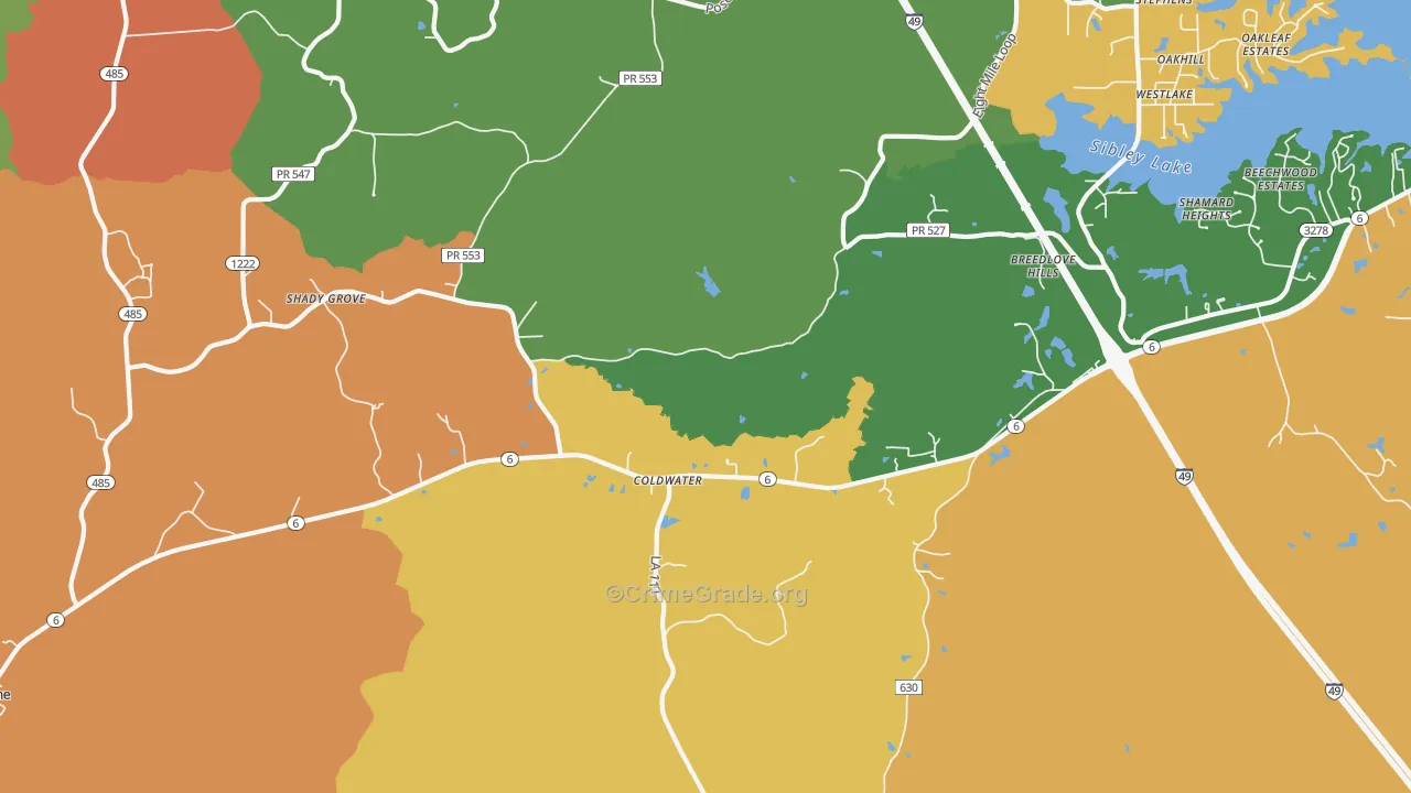 Hagewood, LA Map of Burglary Rates