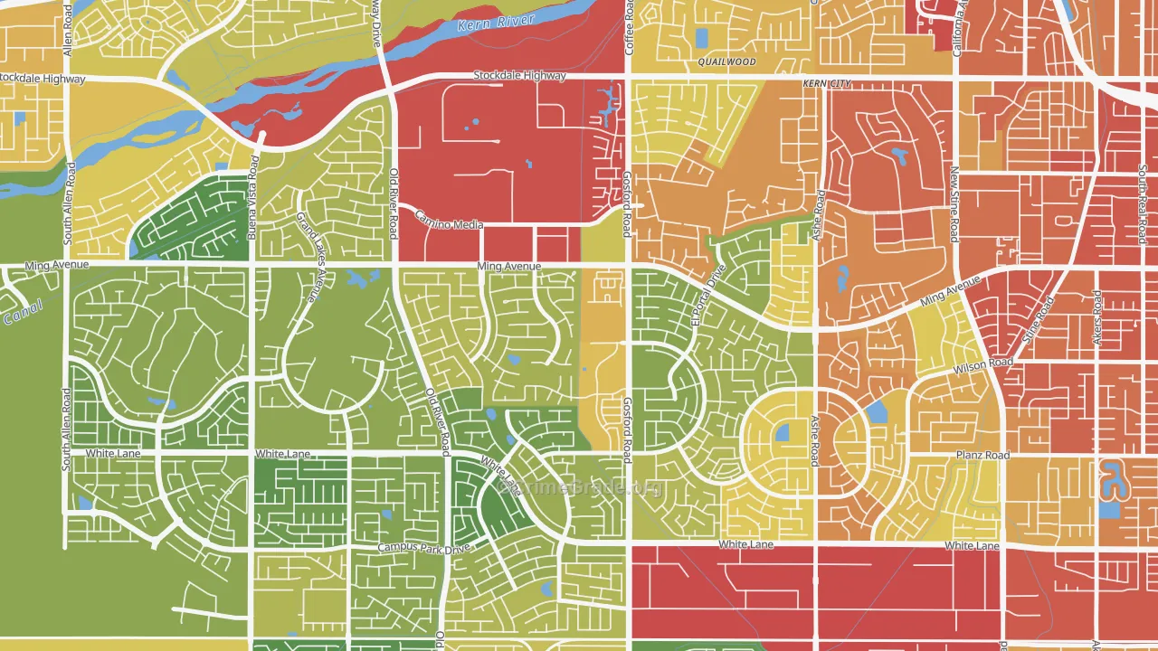 Haggin Oaks, Bakersfield, CA Map of Burglary Rates