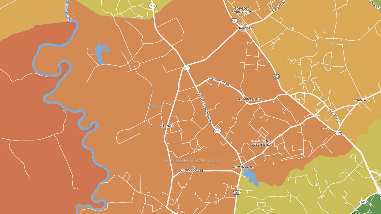 Hagood, SC Map of Burglary Rates