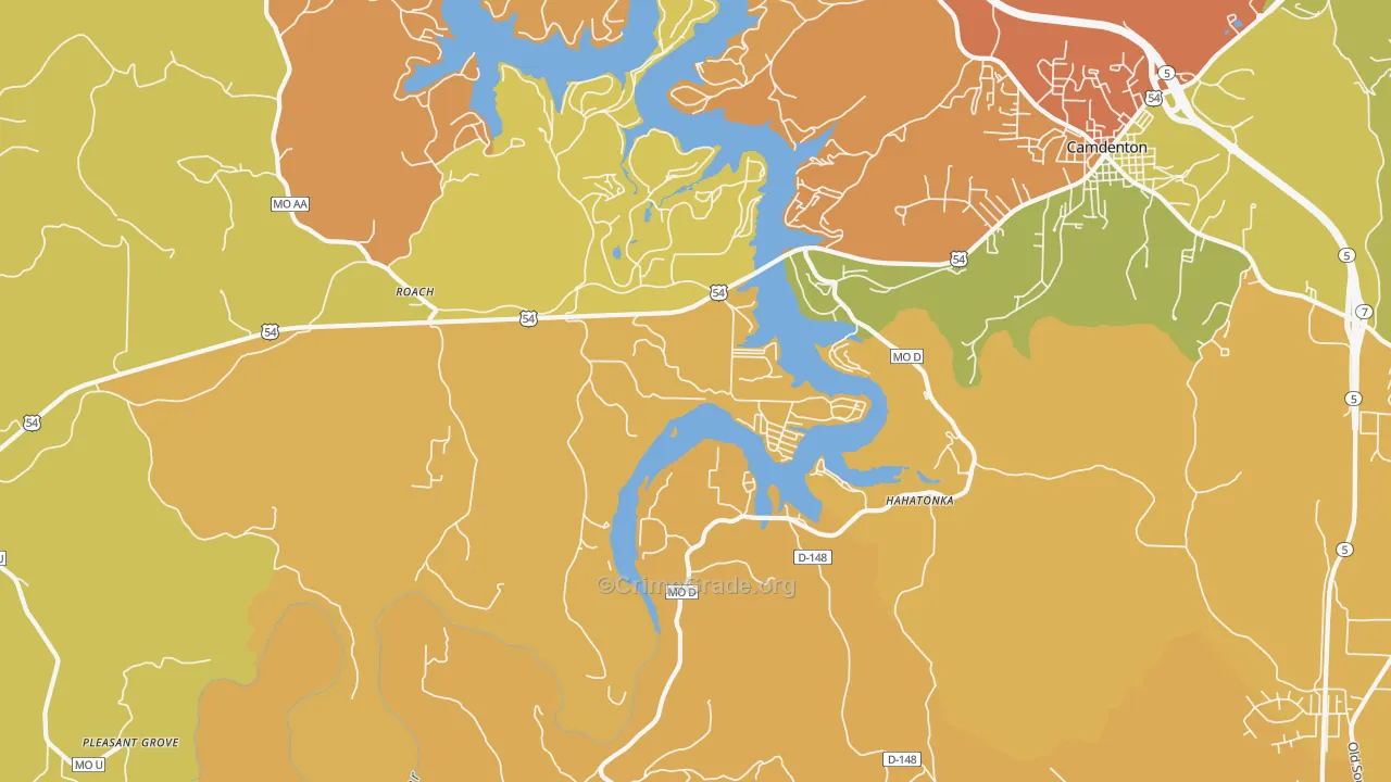Hahatonka, MO Map of Burglary Rates