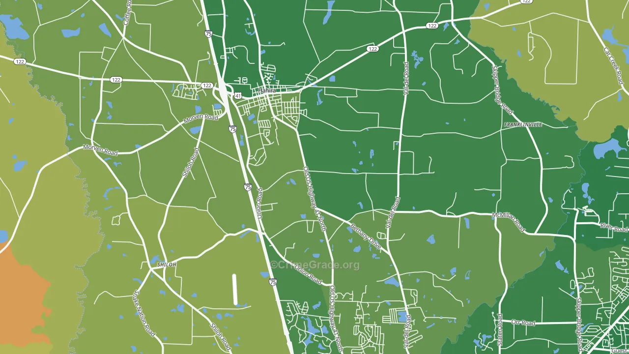 Hahira, GA Map of Burglary Rates