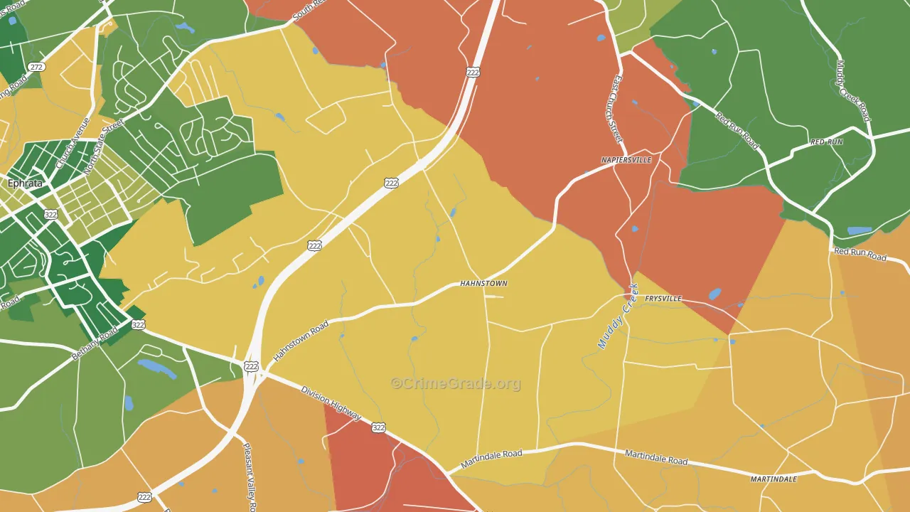 Hahnstown, PA Map of Burglary Rates