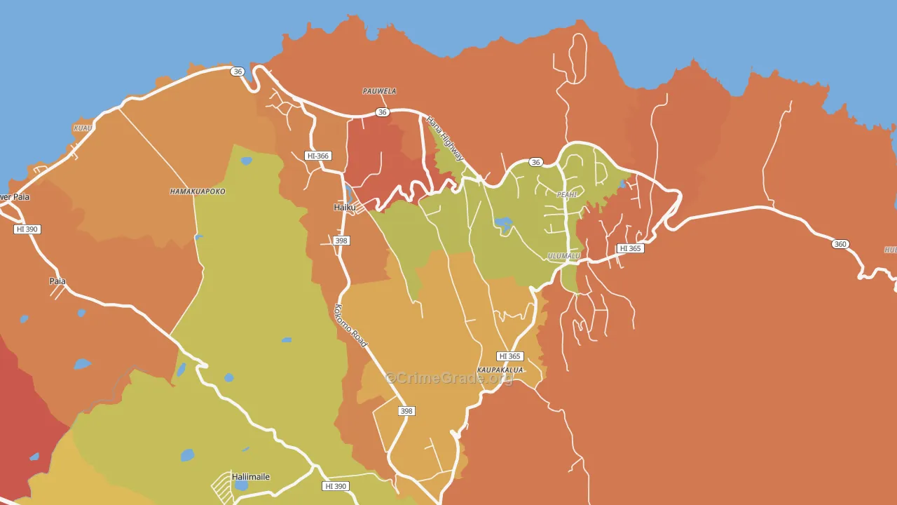 Haiku-Pauwela, HI Map of Burglary Rates