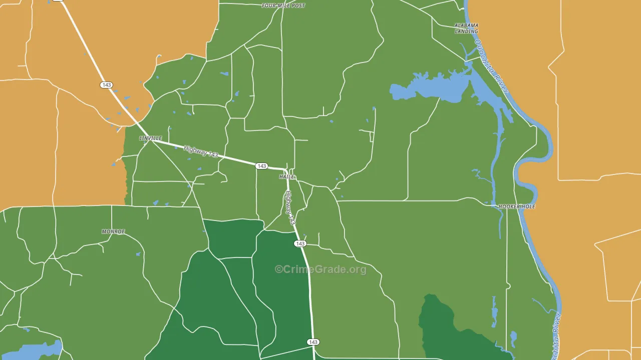 Haile, LA Map of Burglary Rates