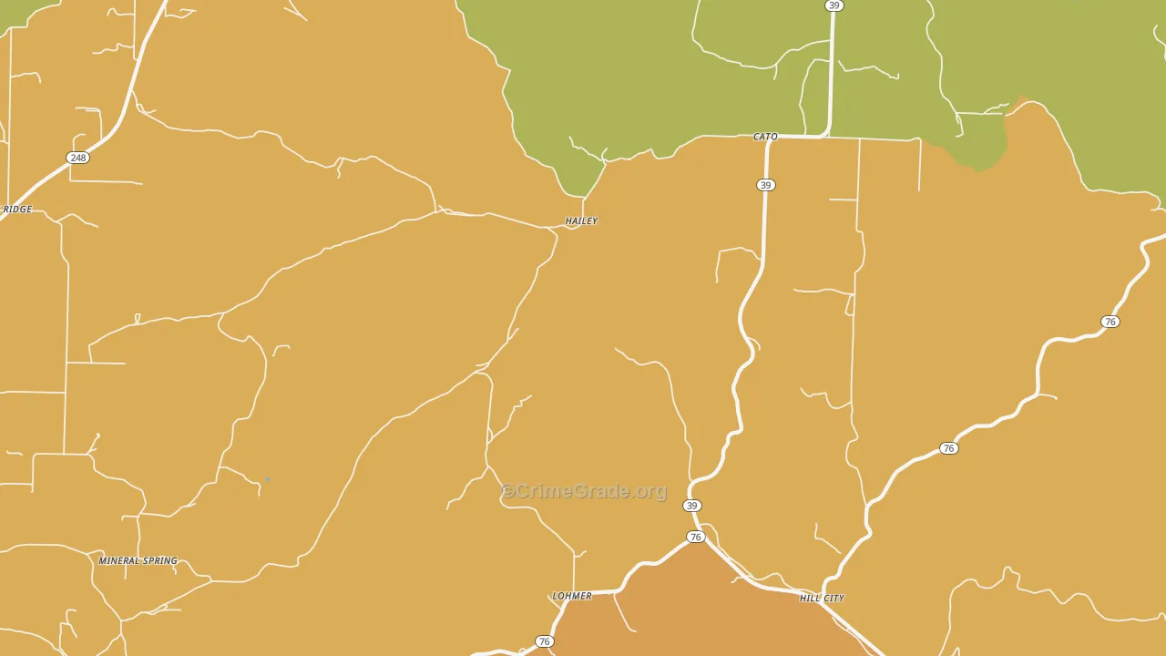 Hailey, MO Map of Burglary Rates
